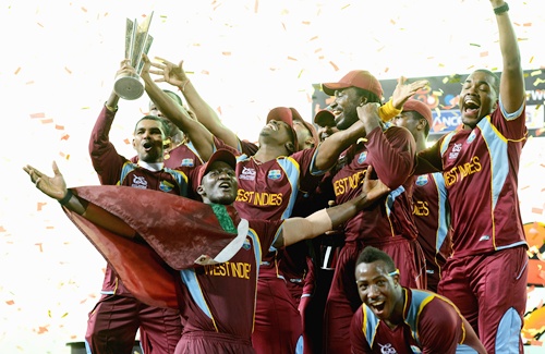 West Indies team with the trophy after winning the ICC World Twenty20