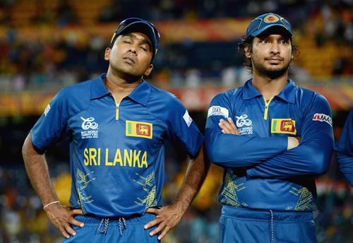 Mahela Jayawardene and Kumar Sangakkara of Sri Lanka