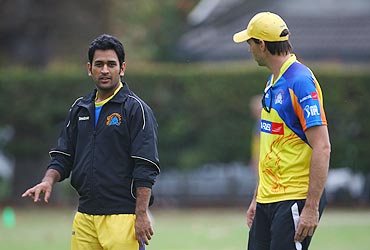 CSK's MS Dhoni and Stephen Fleming