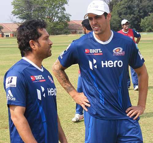 Sachin Tendulkar and Mitchell Johnson