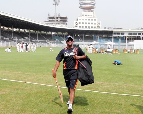 Suresh Raina walks out of the field after an India A practice session at Brabourne stadium in Mumbai on Monday