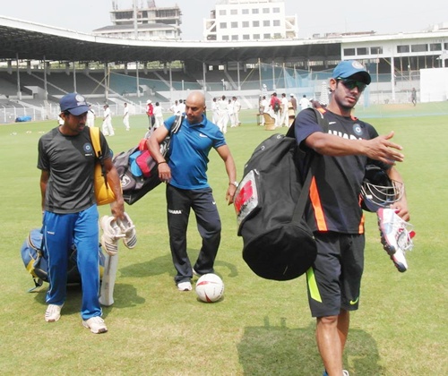 Manoj Tiwary walks off the field after the India A practice session at Brabourne stadium on Monday