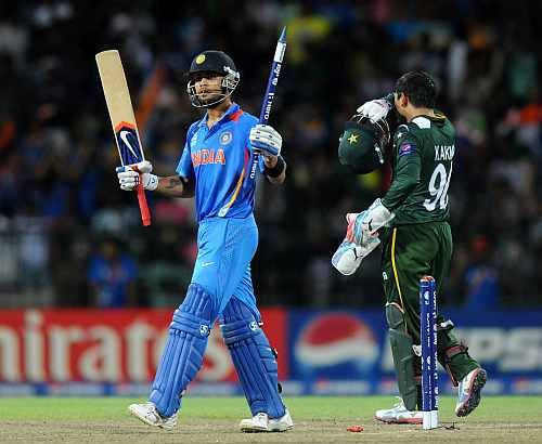 Virat Kohli's unbeaten 78 helped India beat Pakistan by 8 wickets. Photograph: Pal Pillai/Getty Images