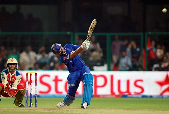 Rahul Dravid hits a shot