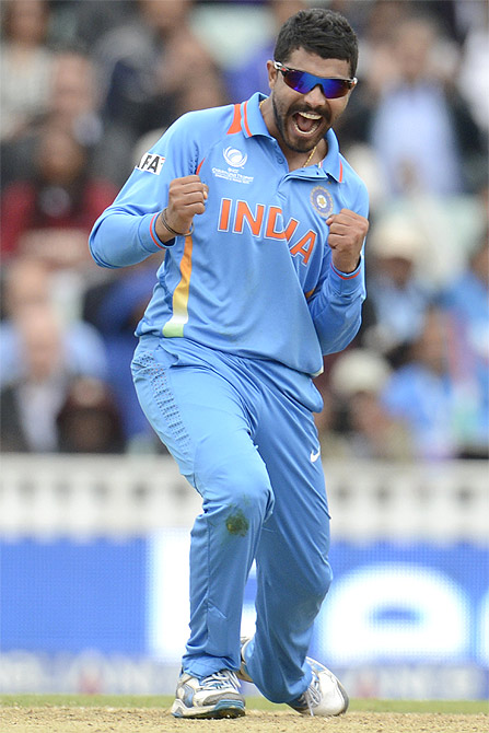 India's Ravindra Jadeja celebrates a wicket