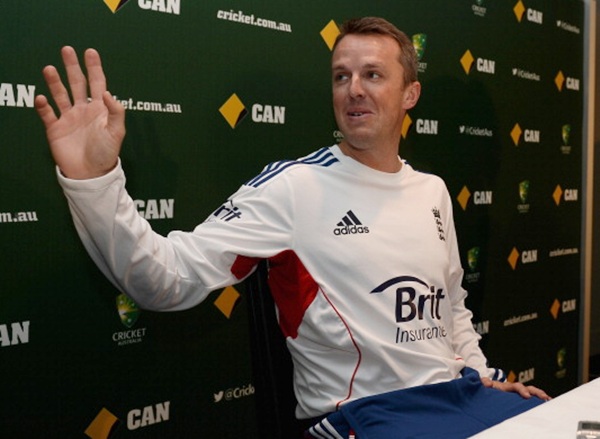 Graeme Swann speaks at a press conference to announce his retirement from all forms of cricket at Melbourne Cricket Ground