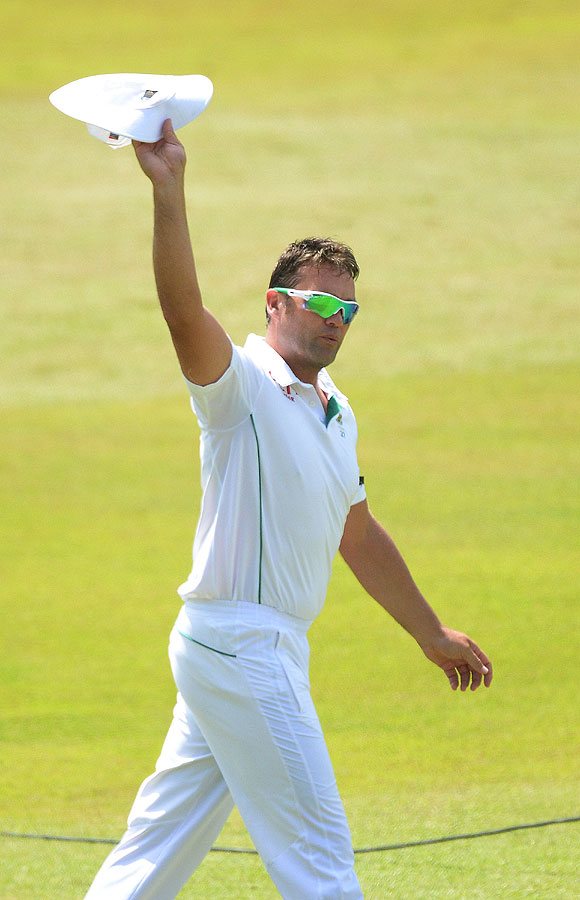 Jaques Kallis walks out for his final Test match on Day 1 of the seconfd Test against India at Durban on Thursday