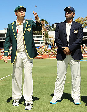 Australia captain Michael Clarke and India captain MS Dhoni