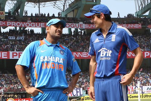 MS Dhoni and Alastair Cook