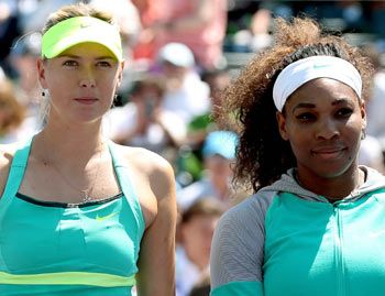Maria Sharapova (left) with Serena Williams