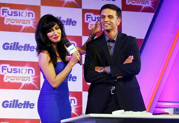 Rahul Dravid (right) with actress Chitrangada Singh