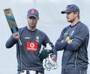 Michael Clarke talks to Shane Watson