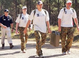 (From left) Shane Watson and Shane Warne of Australia during an outback boot camp training session