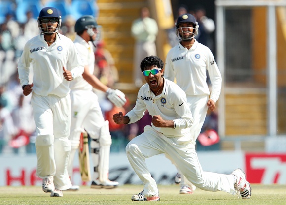 Ravindra Jadeja celebrates