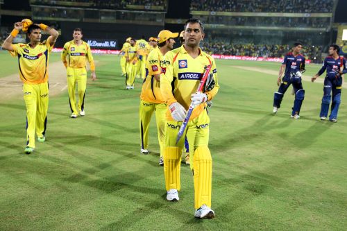 MS Dhoni walks back to the pavillion at the end of the match