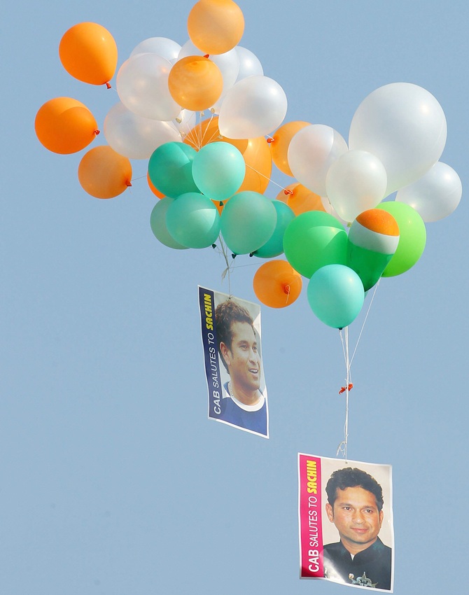 199 balloons were releases in honour of the 199th Test for Sachin Tendulkar of India