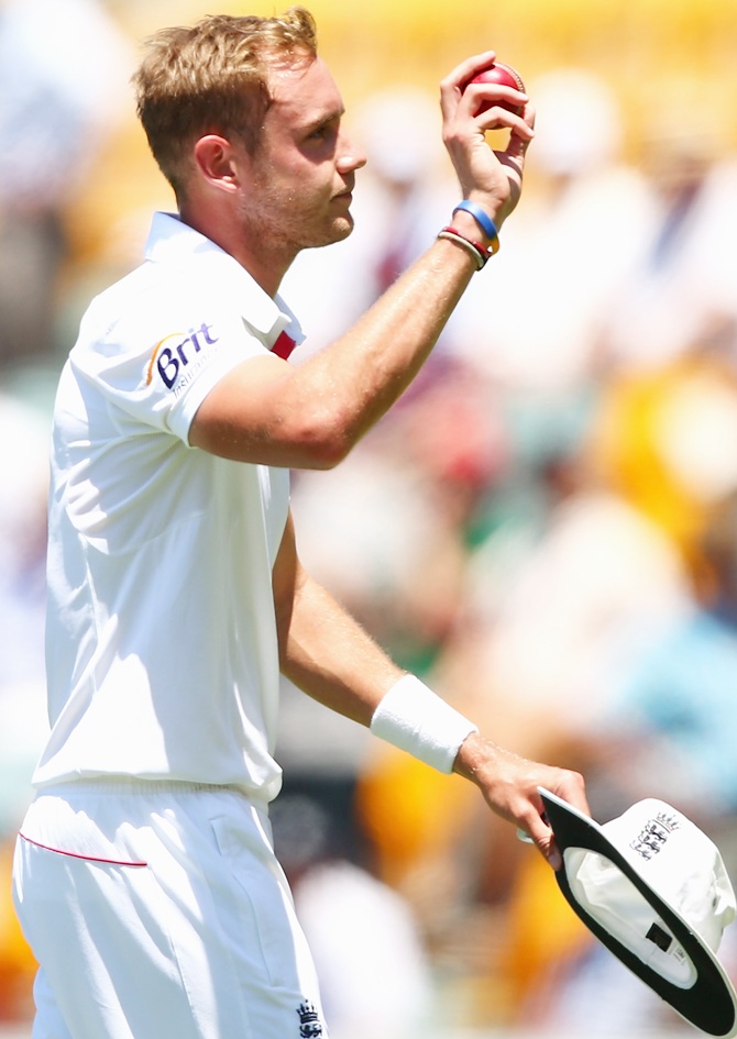 Stuart Broad of England acknowledges the crowd after taking six wickets