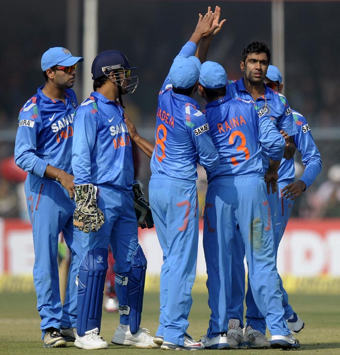 R Ashwin celebrates after getting a wicket
