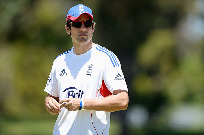 England captain Alastair Cook during a nets session at Floreat Oval in Perth on Tuesday