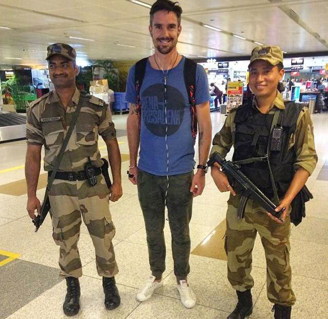 Kevin Pietersen at the Delhi airport
