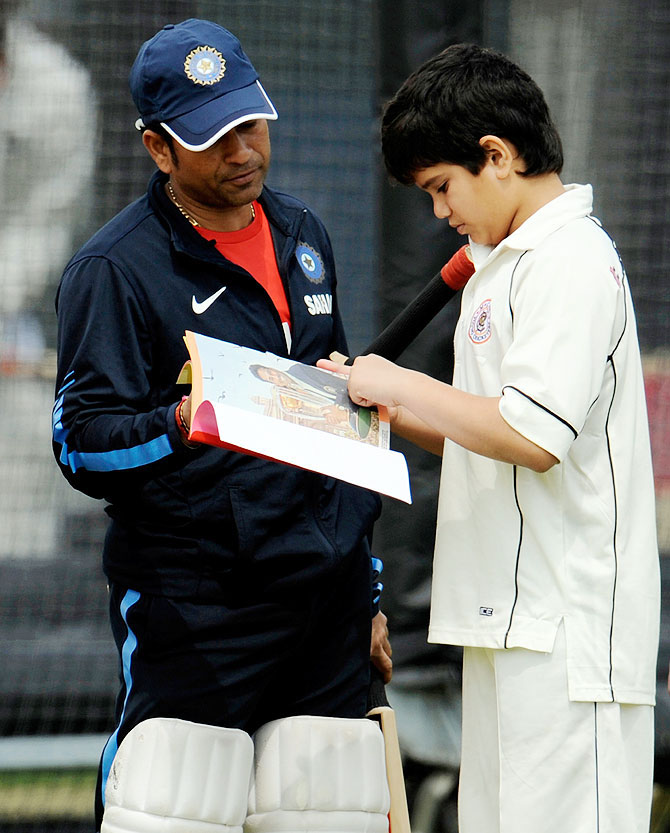 Sachin Tendulkar with his son Arjun