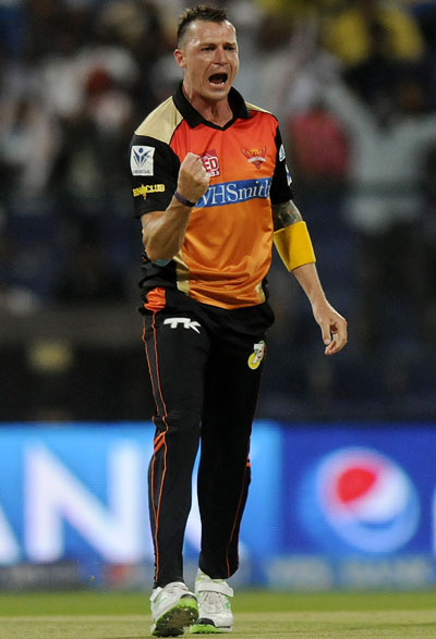 Dale Steyn of Sunrisers Hyderabad celebrates a wicket