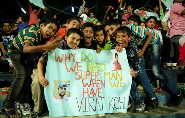 Young fans during Thursday's IPL match between Kolkata Knigh Riders and Royal Challengers Bangalore in Sharjah