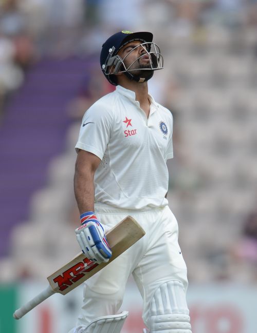 India's Virat Kohli leaves the field after being dismissed during the third Test against England