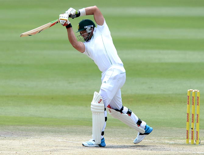 Jacques Kallis plays the straight drive for a boundary