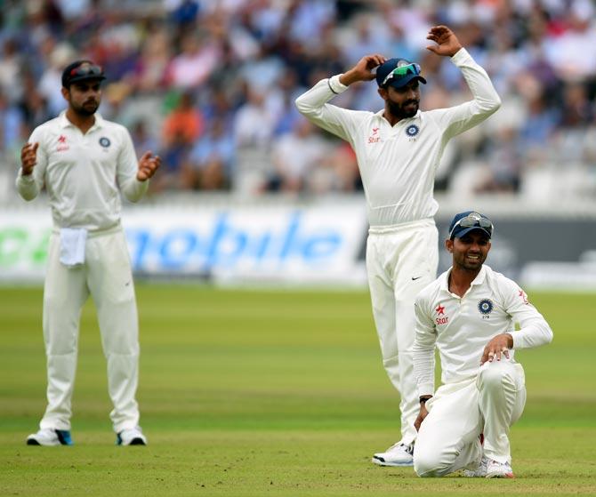 (Left to right): Virat Kohli, Ravindra Jadeja and Ajinkya Rahane