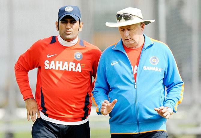 Skipper Mahendra Singh Dhoni, left, and coach Duncan Fletcher