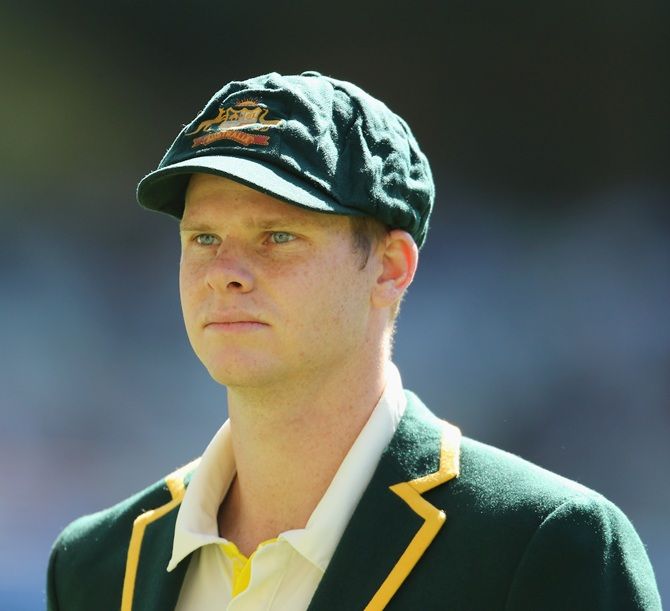 Steven Smith, captain of Australia looks on