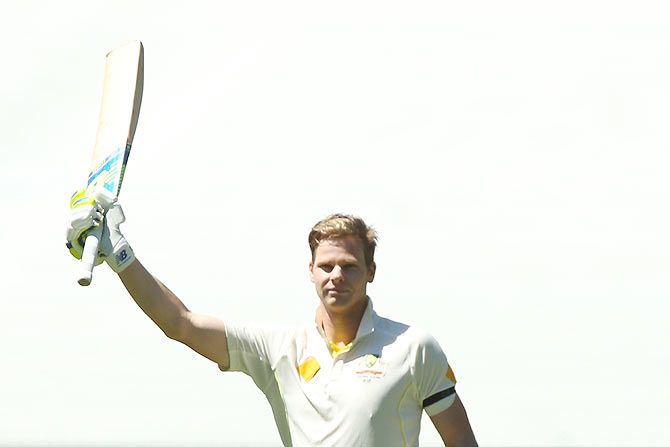 Steven Smith of Australia celebrates