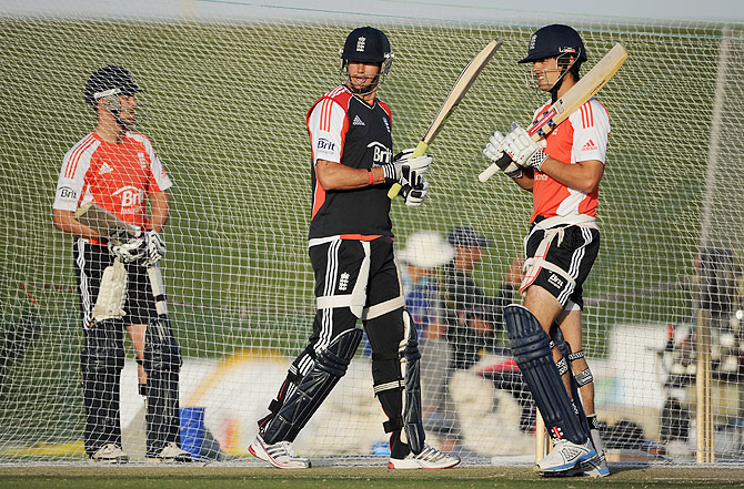 Kevin Pietersen, left, with England Captain Alastair Cook, with whom he is said not to have gotten along