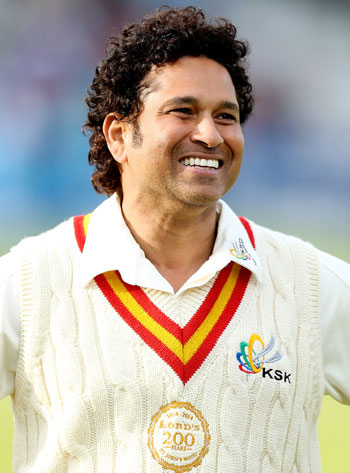 Sachin Tendulkar of MCC looks on during the MCC and Rest of the World match at Lord's Cricket Ground on July 5