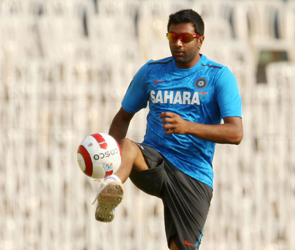 Ravichandran Ashwin during a practice session.