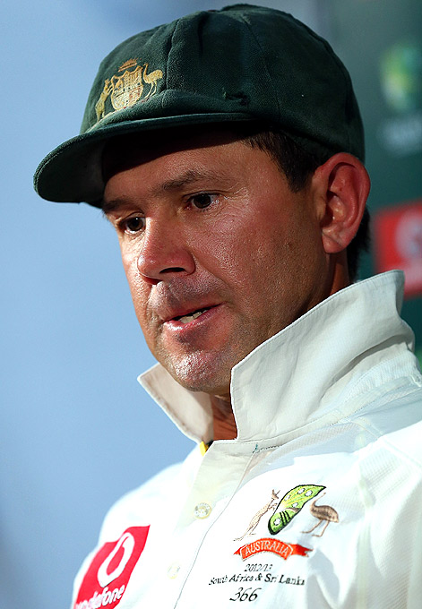 Ricky Ponting addresses a media conference after playing his last international cricket match during Day 4 of the third Test between Australia and South Africa at the WACA on December 3, 2012