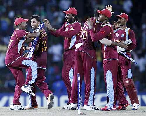 West Indies players celebrate