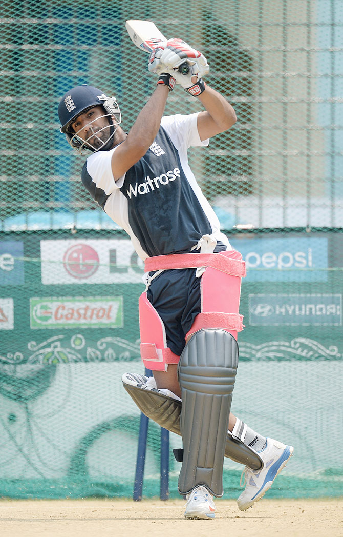 Ravi Bopara of England bats during a nets session at Zahur Ahmed Chowdhury Stadium in Chittagong, Bangladesh on Wednesday