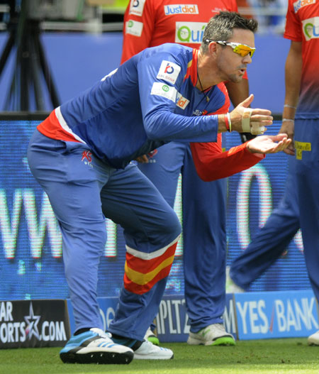 Delhi Daredevils captain Kevin Pietersen during a training session