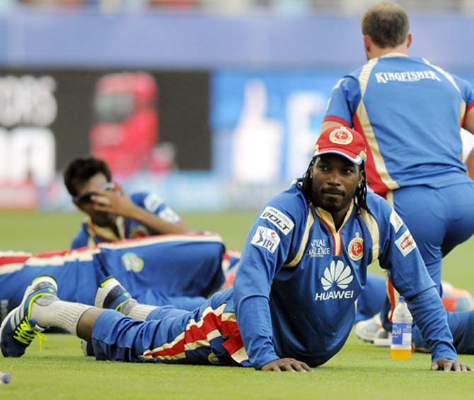 Royals Challengers Bangalore's Chris Gayle during a practice session