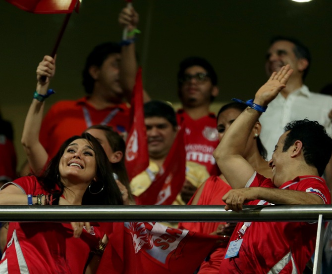 Preity Zinta with other Kings supporters.