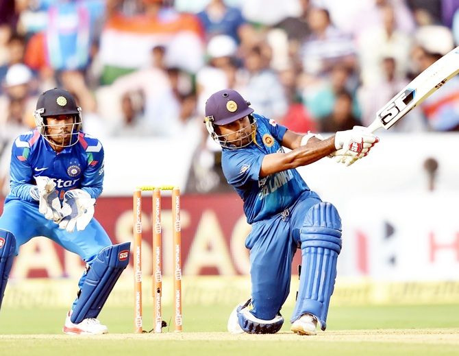Sri Lanka’s Mahela Jayawardene plays a shot