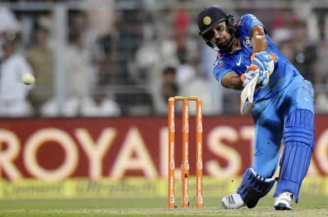 Rohit Sharma on his way to 264 against Sri Lanka at the Eden Gardens, Kolkata. Photograph: BCCI