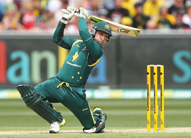  Phillip Hughes of Australia bats during game five of the Commonwealth Bank International Series between Australia and the West Indies at Melbourne Cricket Ground on February 10, 2013 in Melbourne, Australia