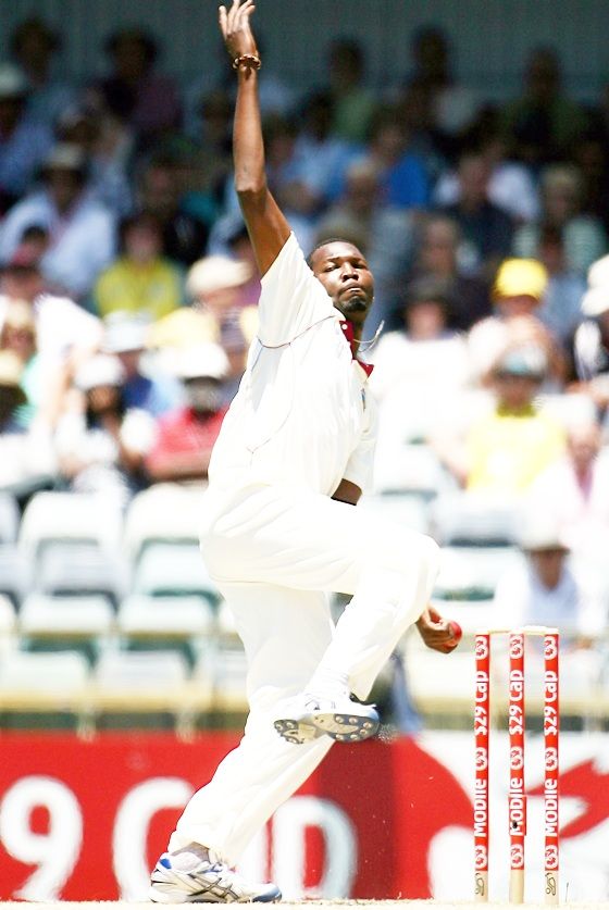 Sulieman Benn of the West Indies bowls