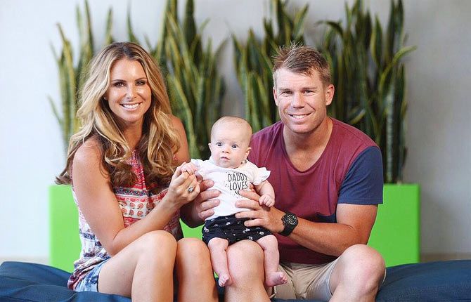 Candice Falzon and David Warner with their daughter Ivy Mae
