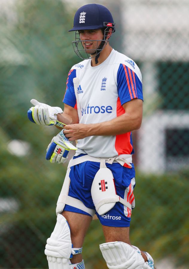 Alastair Cook at a training session
