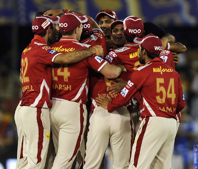 Kings XI Punjab celebrate winning the match