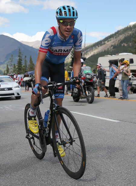 Tom Danielson of the United States riding for Garmin Sharp makes the climb